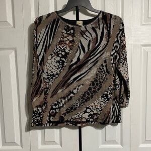 Jess & Jane cotton knit animal print tee shirt top blouse size 1X